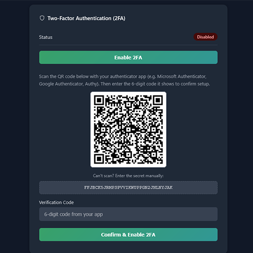 2FA screenshot // 雙重驗證截圖 // Zwei-Faktor-Authentifizierung Screenshot